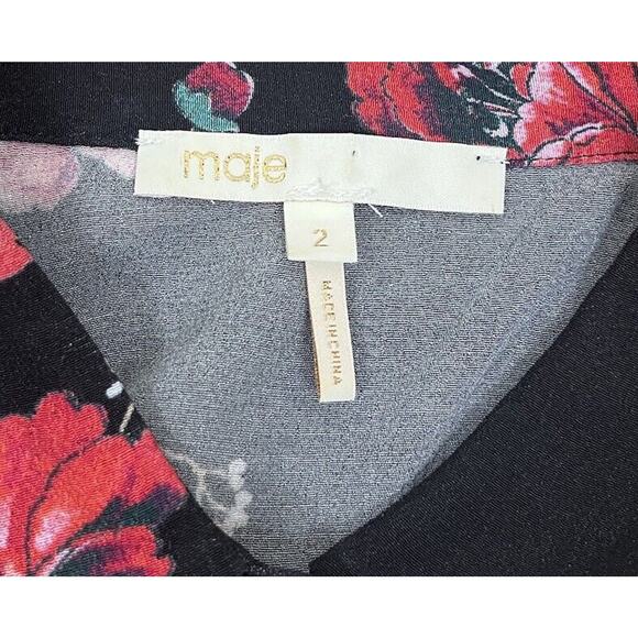 Maje Printed Ciller Two-Tone Floral Shirt Button Up Blouse Size 2 or Medium - Picture 9 of 11